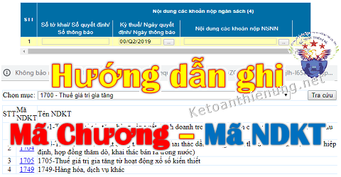 Cách ghi mã chương mã nội dung kinh tế nộp thuế Cách ghi mã chương mã nội dung kinh tế nộp thuế