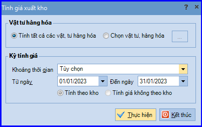 Cách tính giá xuất kho trên Misa 2