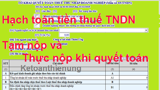 cách hạch toán tiền thuế TNDN tạm tính cách hạch toán tiền thuế TNDN tạm tính