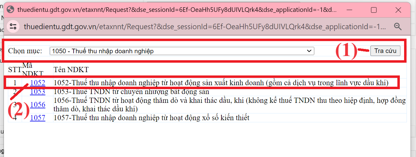 Chọn mã nội dung kinh tế của Thuế TNDN Chọn mã nội dung kinh tế của Thuế TNDN