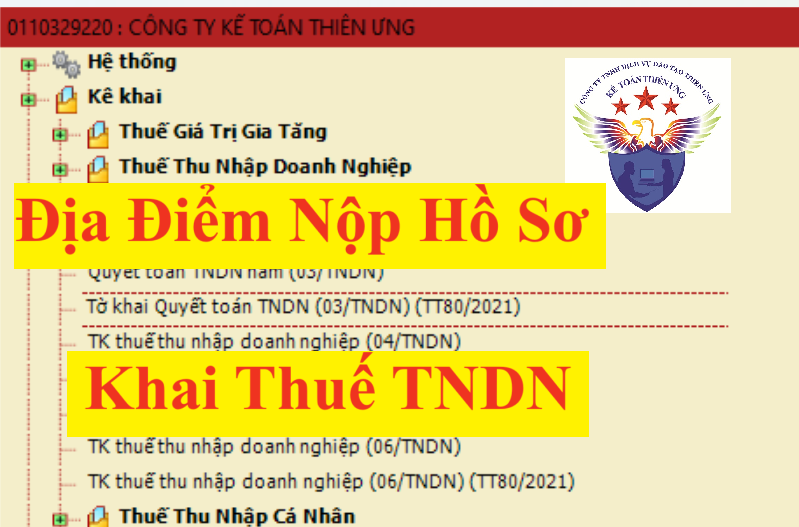 Địa điểm nộp hồ sơ khai thuế TNDN