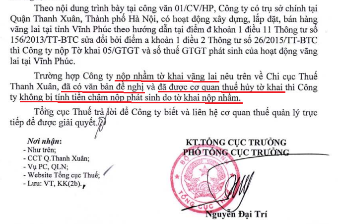 nộp nhầm tờ khai thuế vãng lai nộp nhầm tờ khai thuế vãng lai